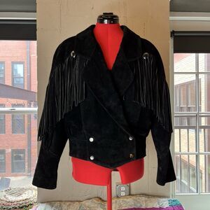 Vintage Women’s G4000 Western Biker Suede Fringe Jacket Boho Size Medium